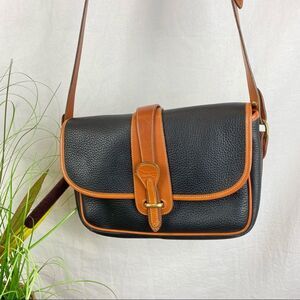 Dooney & Bourke Brown & Black Vintage Leather Flap Crossbody Handbag